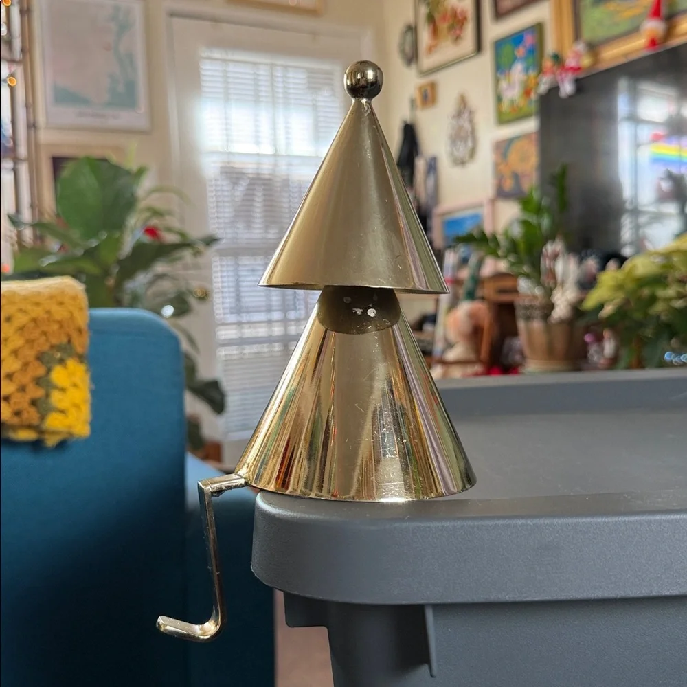West Elm metal gold-tone Christmas tree stocking hanger